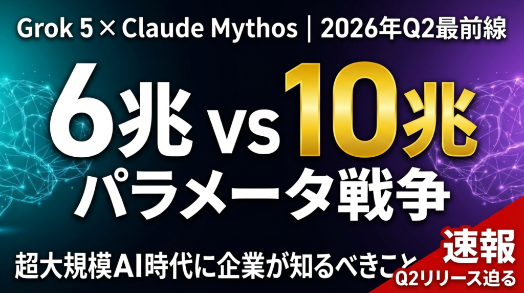 【2026年Q2最前線】Grok 5（6兆）vs Claude Mythos（10兆）｜AIパラメータ戦争の実態と企業が知るべきこと