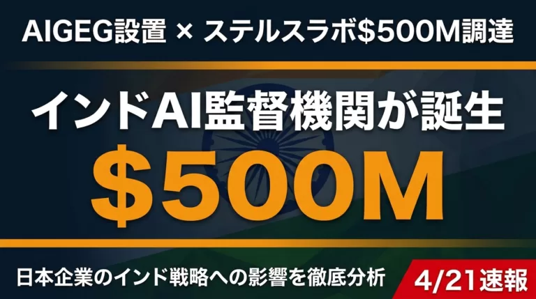 インドAIGEG設置＆ステルスラボ$5億調達｜日本企業への影響