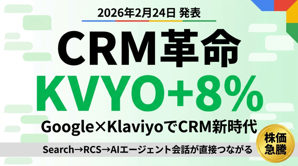 【2026年速報】Klaviyo×Google｜Search-to-RCSでCRM新時代・KVYO急騰