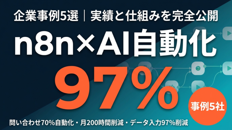 【2026年最新】n8n×AI自動化の企業事例5選｜問い合わせ70%削減・月200時間削減の仕組みと再現プロンプト