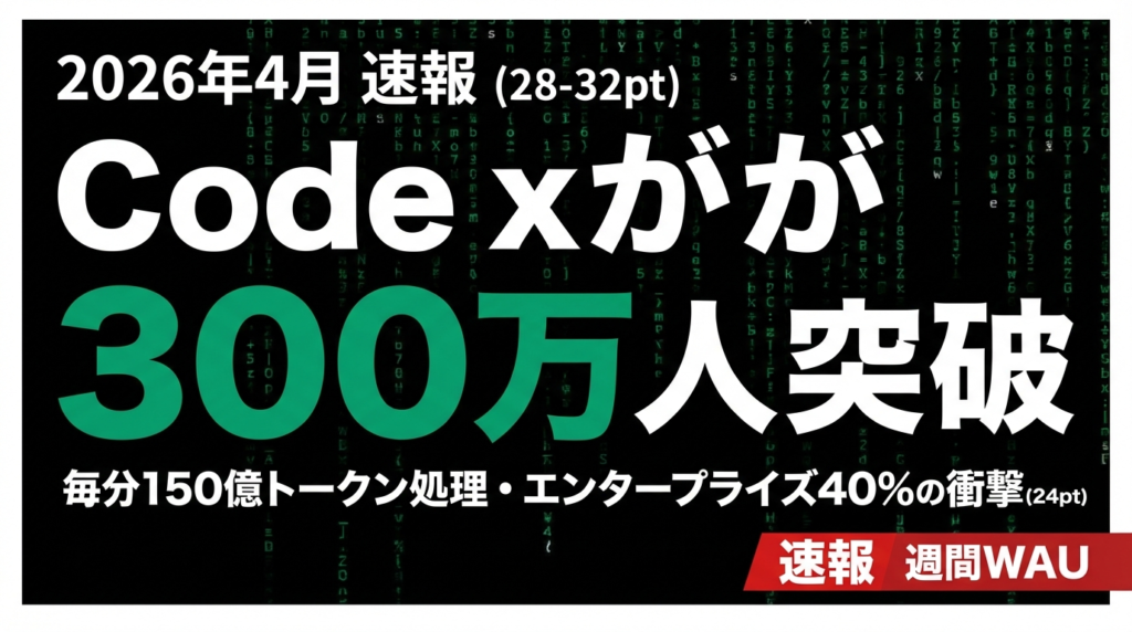 Codex 300万ユーザー｜毎分150億トークン