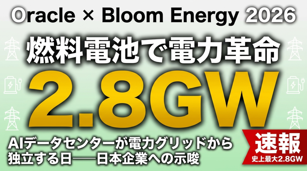 【2026年4月速報】Oracle×Bloom Energy 2.8GW契約｜AIデータセンターを燃料電池で駆動する電力革命と日本企業への示唆