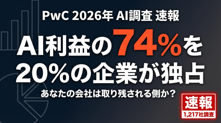 【2026年4月速報】AI経済利益の74%を上位20%の企業が独占｜PwC調査が示す格差の実態と対策