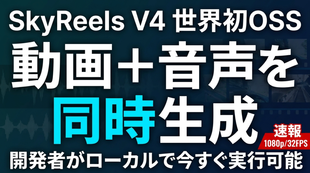SkyReels V4｜動画+音声を1パス同時生成OSS【2026】
