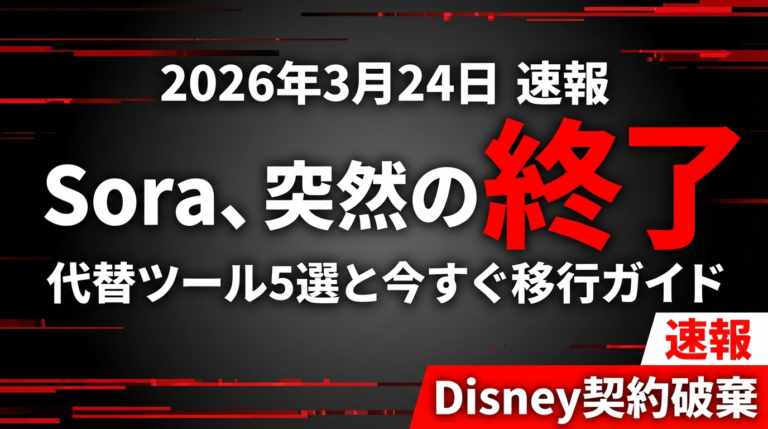 【速報】OpenAI Sora終了｜代替動画AI 5選と移行ガイド2026