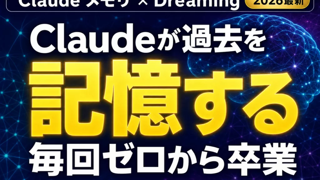 Claudeのメモリ機能とDreaming（ドリーミング）でAIが過去を記憶する仕組みを示すサムネイル