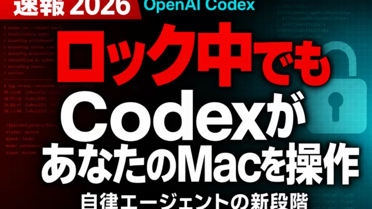 OpenAI Codexがロック中のMacを操作する新機能の速報サムネイル
