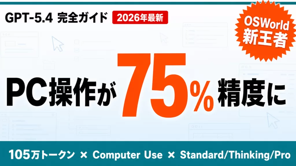 GPT-5.4 完全ガイド｜PC操作75%精度・Computer Use