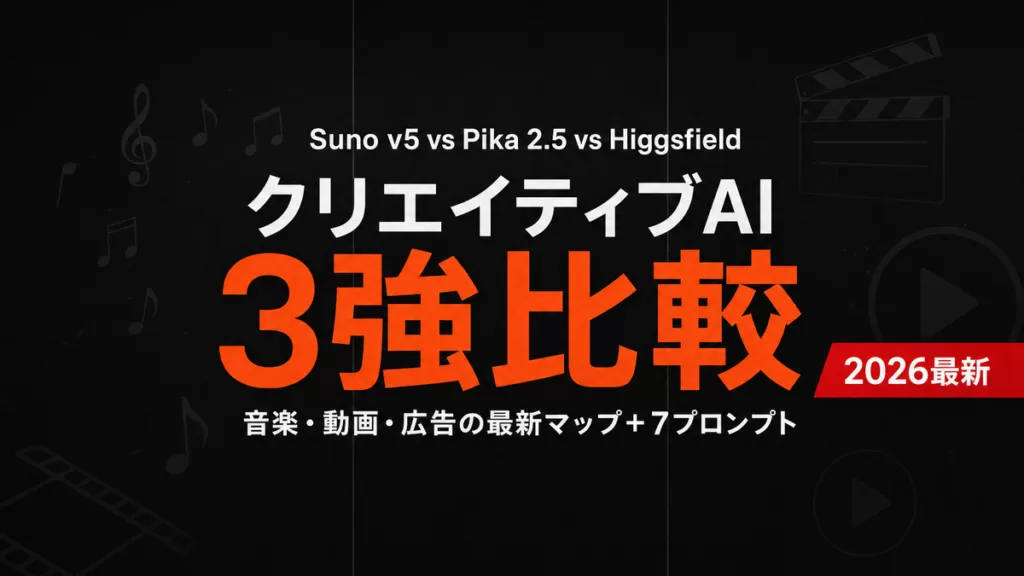 Suno5・Pika2.5・Higgsfield比較【2026年最新】