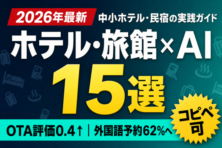 ホテル・旅館×AI 15選 — OTA評価0.4↑｜外国語予約62%へ