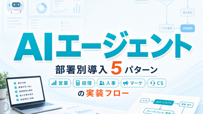 AIエージェント部署別導入5パターン|営業・経理・人事・マーケ・CSの実装フロー サムネイル