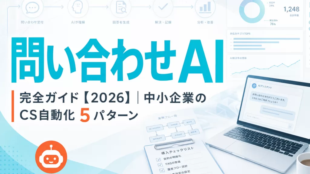 問い合わせAI 完全ガイド【2026】|中小企業のCS自動化5パターン サムネイル