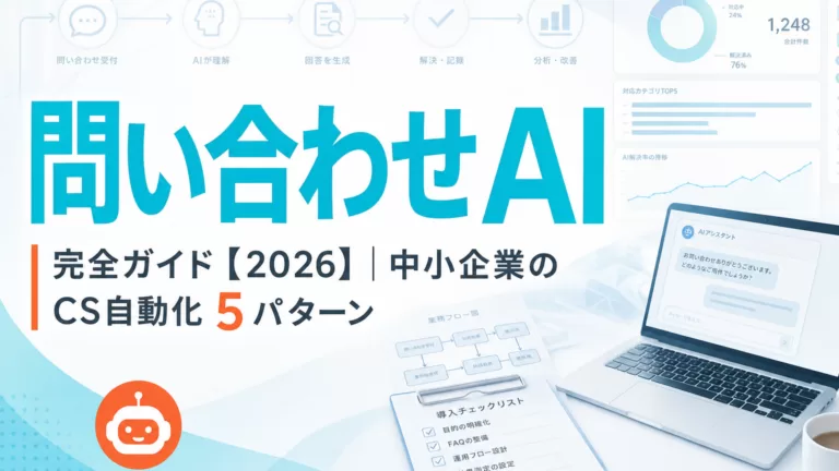 問い合わせAI 完全ガイド【2026】|中小企業のCS自動化5パターン サムネイル
