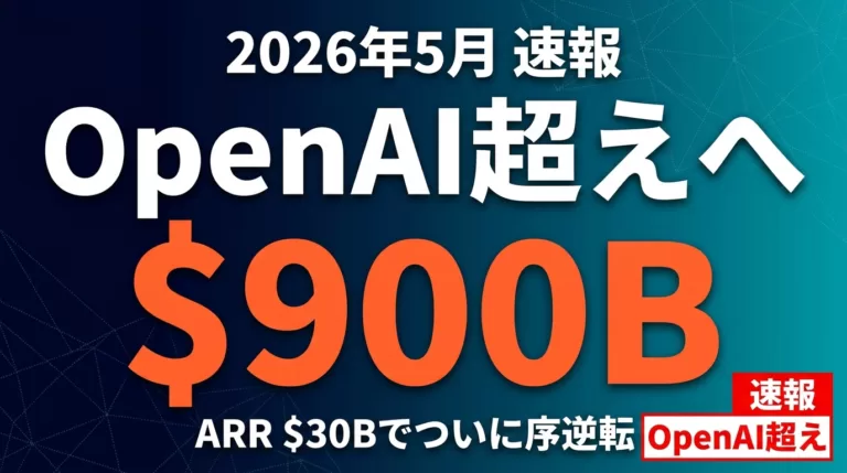 【2026年5月】Anthropic 900億ドル評価｜OpenAI超えの構図