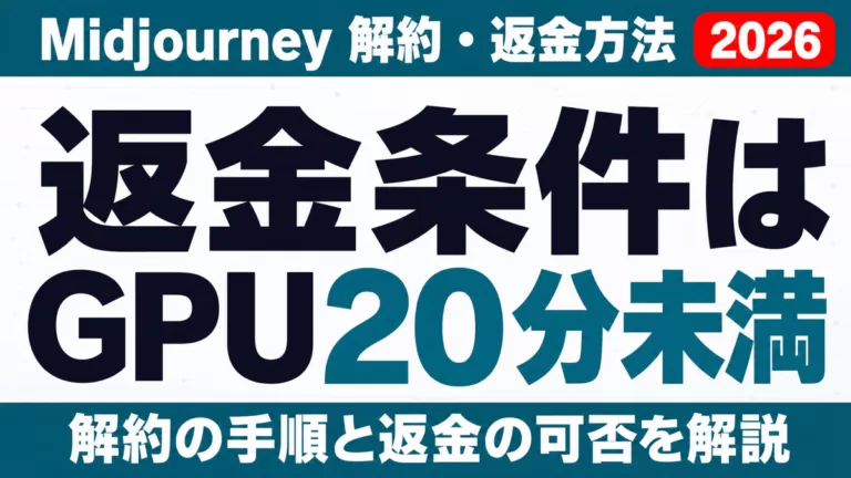 Midjourneyの解約・返金方法｜GPU20分未満が返金条件【2026】