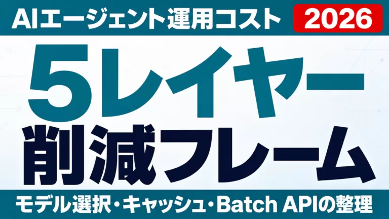 AIエージェント運用コストの最適化｜5レイヤー削減フレーム【2026】