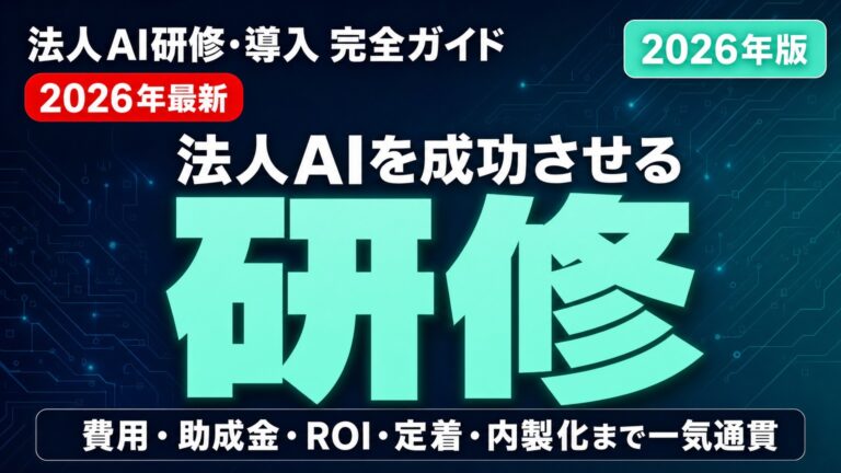 【2026年最新】法人の生成AI導入・社員研修 完全ガイド｜導入ステップ・費用・助成金・ROI