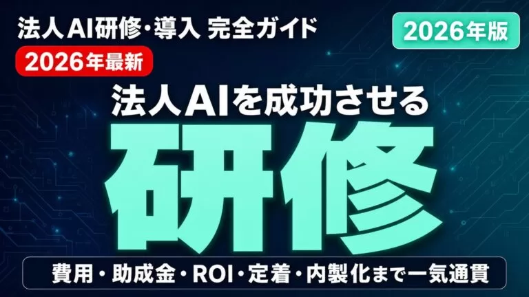 法人の生成AI導入・社員研修ガイド|費用・助成金・ROI【2026】