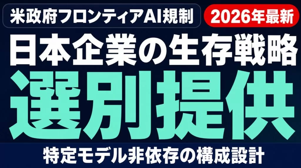 【速報】米政府がフロンティアAI選別提供を開始｜日本企業の構成戦略
