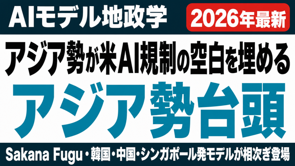 アジア勢が米AI統制の空白を埋める｜Sakana Fugu等を比較【2026】