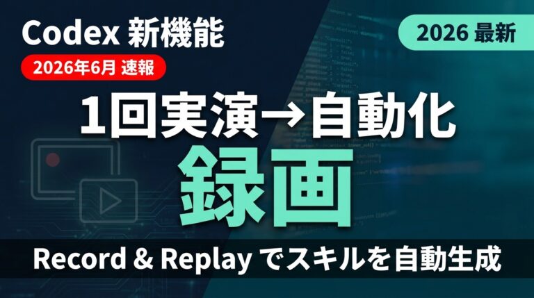 【速報】Codex Record & Replay｜作業1回録画でスキル自動化