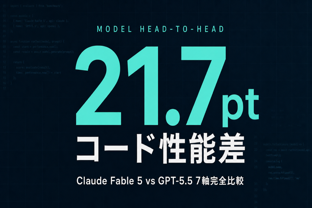 Fable 5 vs GPT-5.5｜コード21pt差・選定7軸【2026年】