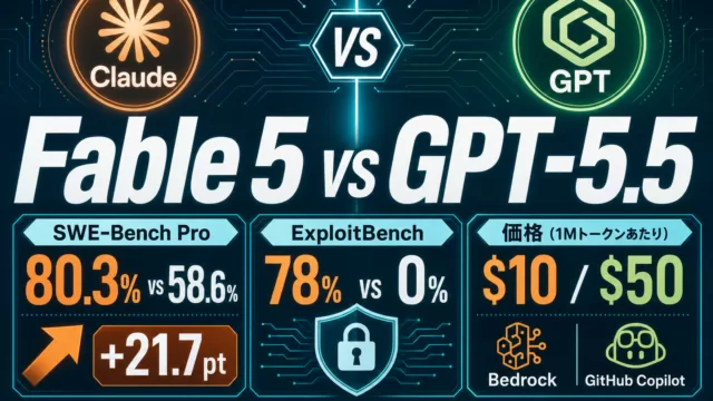Fable 5 vs GPT-5.5｜コード21pt差・選定7軸【2026年】