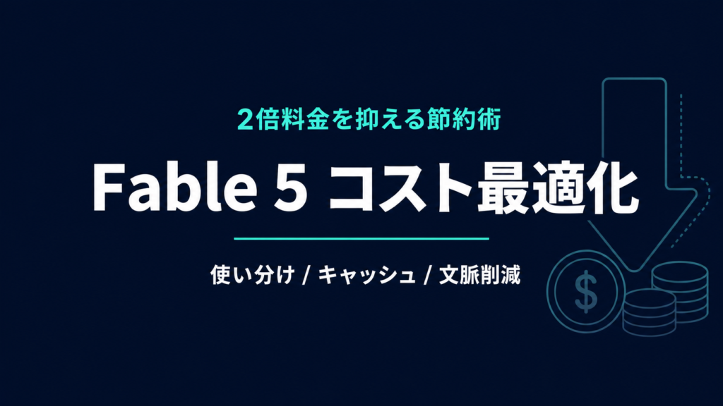 Claude Fable 5のコスト最適化｜2倍料金を抑える節約術【2026年】