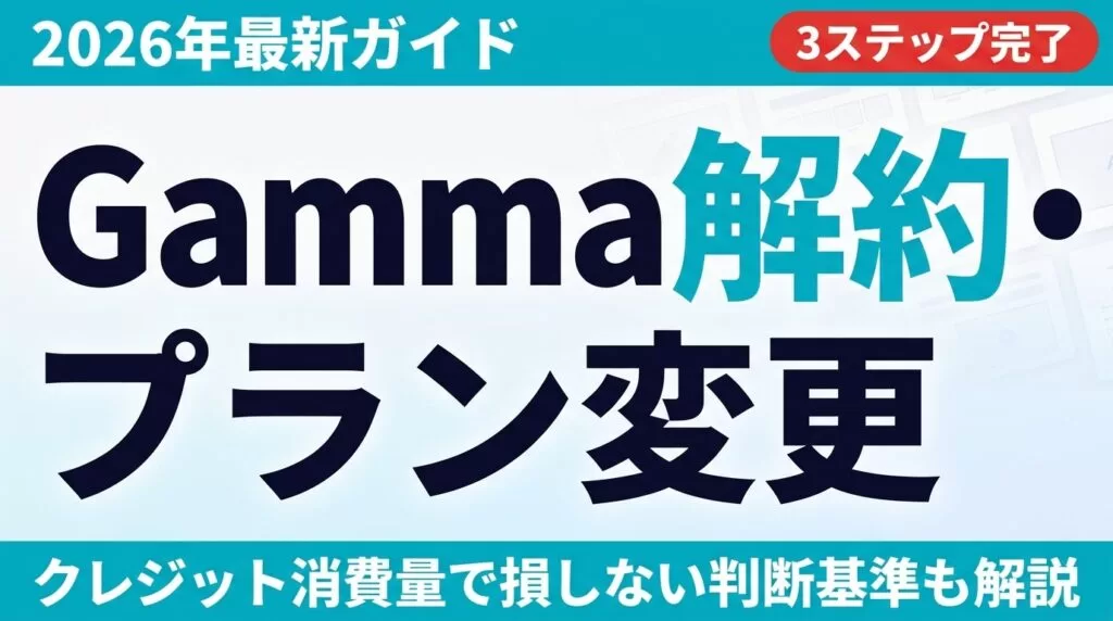 【2026年最新】Gamma解約・プラン変更ガイド|クレジット消費で判断する完全手順