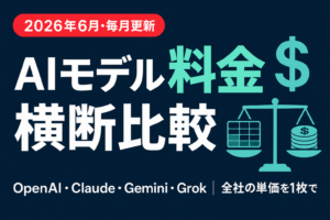 主要AIモデルAPI料金 横断比較【2026年6月・毎月更新】