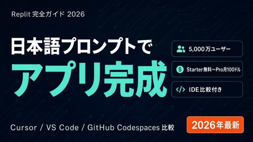 Replit 完全ガイド｜AI Agent/料金/IDE比較【2026年】