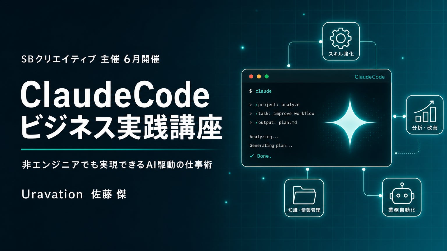 Uravation代表 佐藤傑、SBクリエイティブが主催の「ClaudeCodeビジネス実践講座」に登壇。6月23日開催｜株式会社Uravation