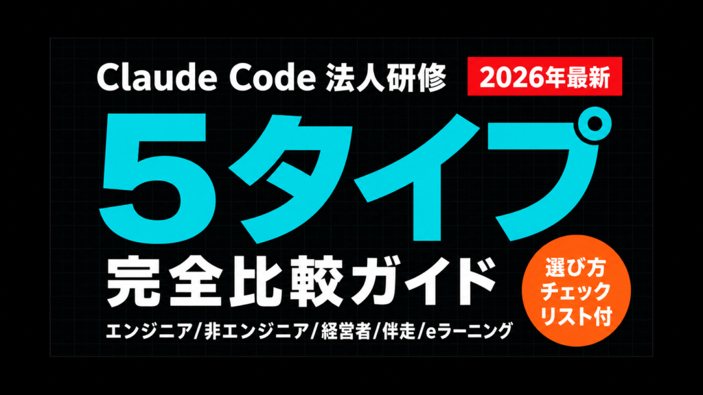 Claude Code法人研修の選び方｜5タイプ比較【2026年最新】