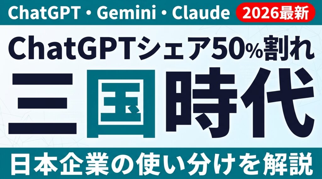 ChatGPTシェアが初の50%割れ｜生成AI「三国時代」で日本企業はどう使い分けるか【2026年6月最新】