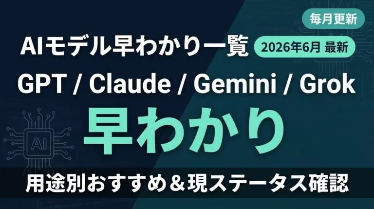 【2026年8月最新】主要AIモデル早わかり一覧｜用途別おすすめと現ステータス