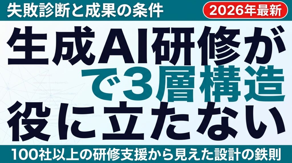 生成AI研修が「役に立たない」本当の理由と成果を出す条件【2026年】
