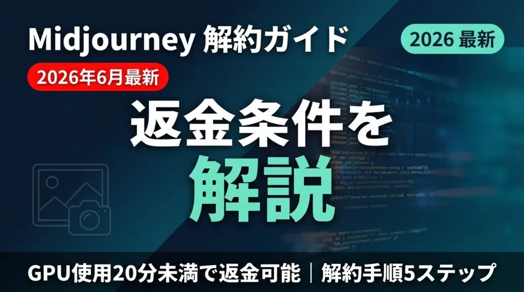 【2026年8月最新】Midjourney（ミッドジャーニー）の解約・返金方法｜GPU使用量で変わる返金条件を徹底解説