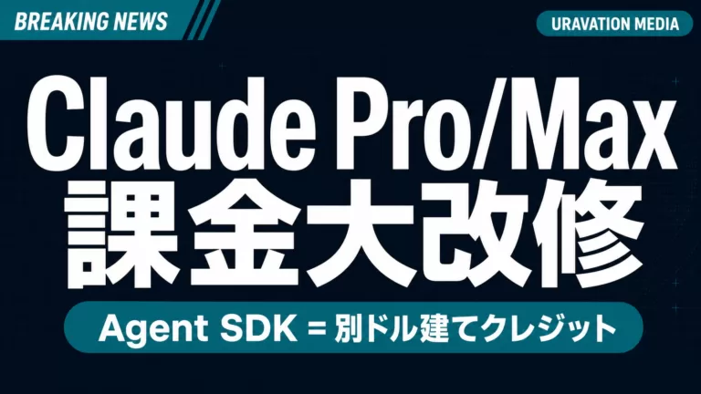 Anthropic Pro/Max課金大改修速報｜Agent SDK別クレジット化【2026年6月】