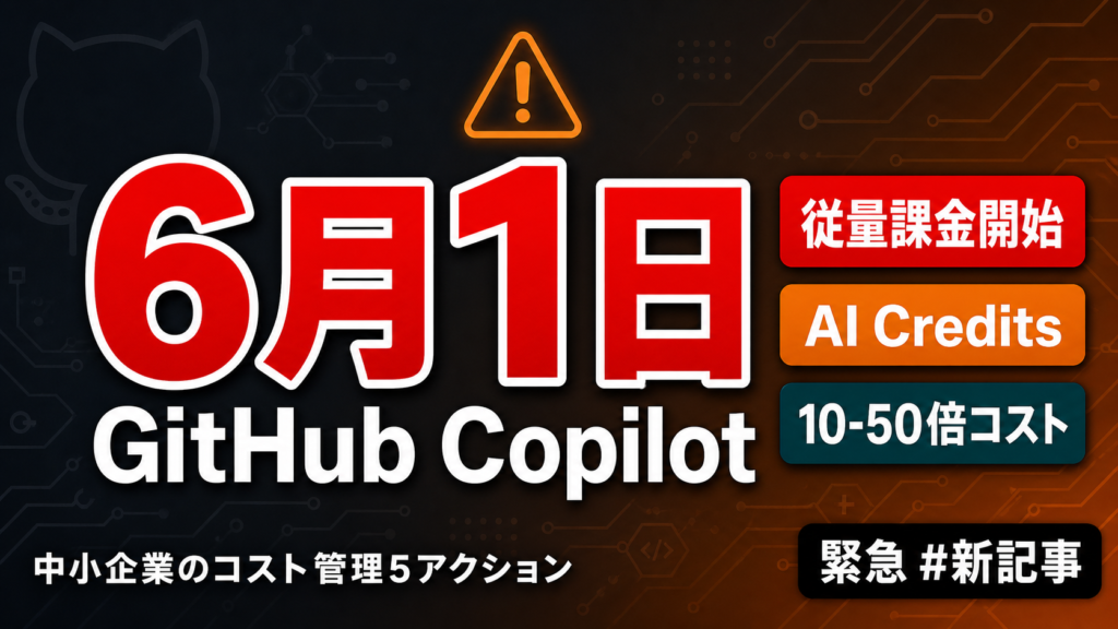 GitHub Copilot課金変更｜AI Credits制度のコスト対策【2026年6月】