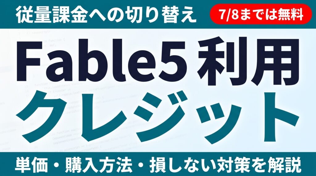 Fable 5「利用クレジット」とは|7/8から従量課金【2026年7月】