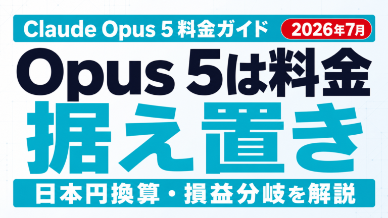 Claude Opus 5料金完全ガイド｜日本円換算と損益分岐【2026年7月】