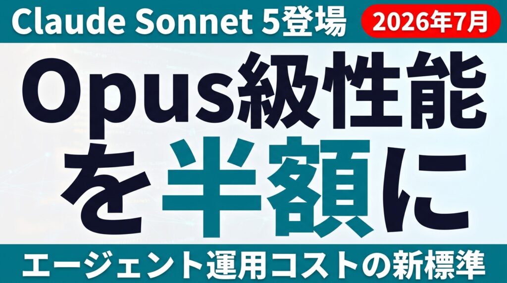 Claude Sonnet 5登場【2026年7月】｜Opus級を半額で法人運用