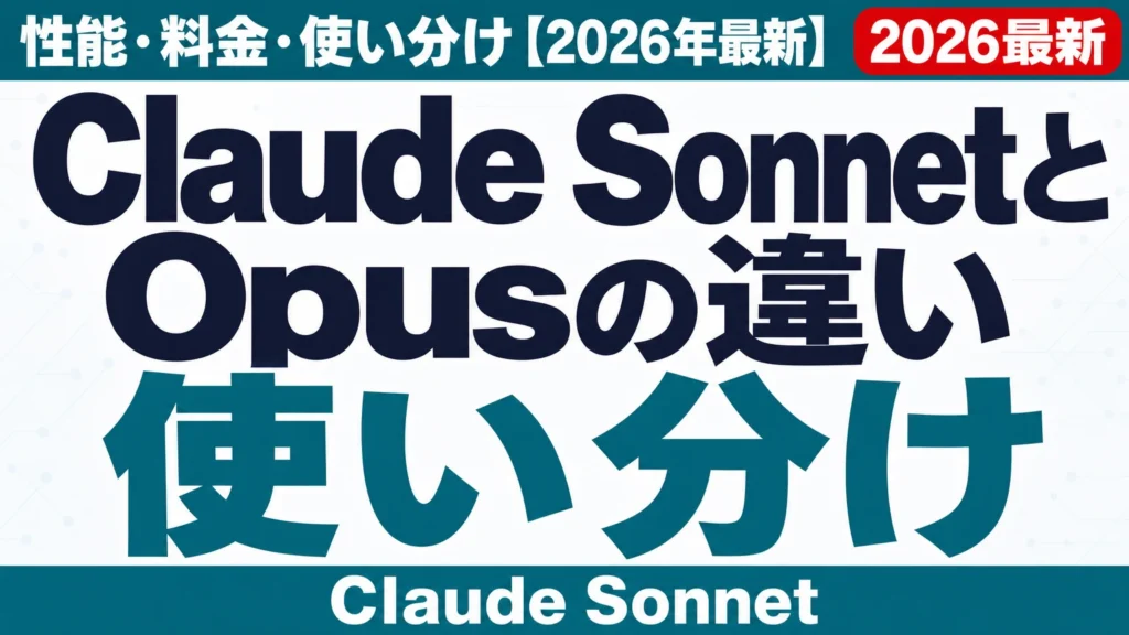 Claude SonnetとOpusの違い|性能・料金・使い分け【2026年最新】