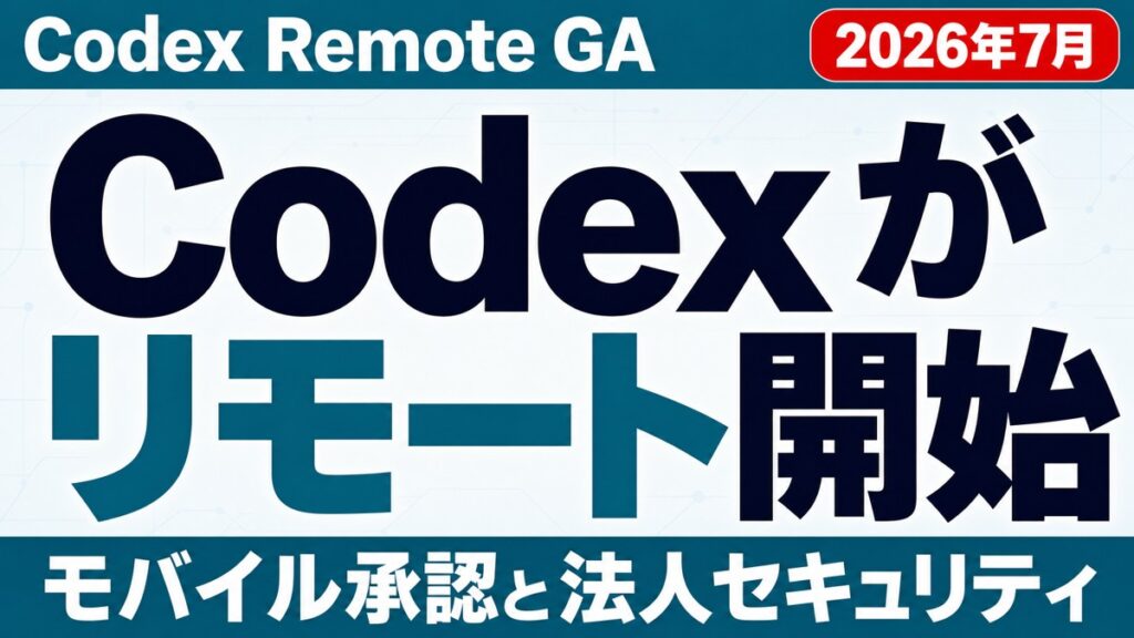 Codex Remoteが一般提供開始 - モバイル承認と法人セキュリティ