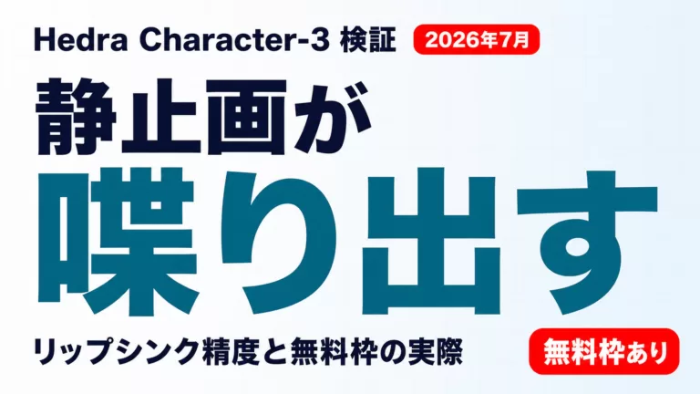 Hedra Character-3検証 静止画が喋り出す リップシンク精度と無料枠