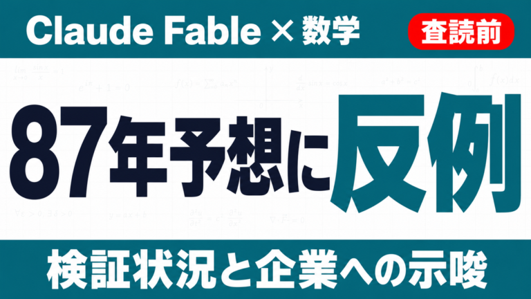 Claude Fable「ヤコビアン予想の反例」の中身｜検証状況と示唆