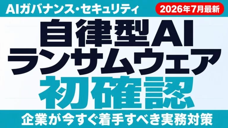 【2026年7月最新】初の自律型AIランサムウェア確認｜企業の実務対策