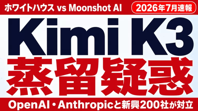 【2026年7月最新】Kimi K3蒸留疑惑｜米中AI地政学と企業リスク