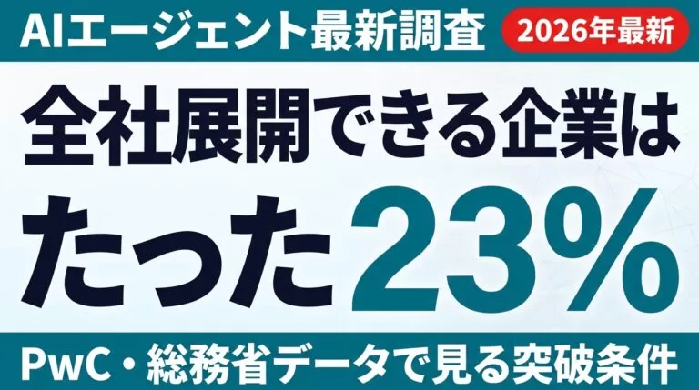 【2026年最新】AIエージェント全社展開「23%の壁」を越える条件