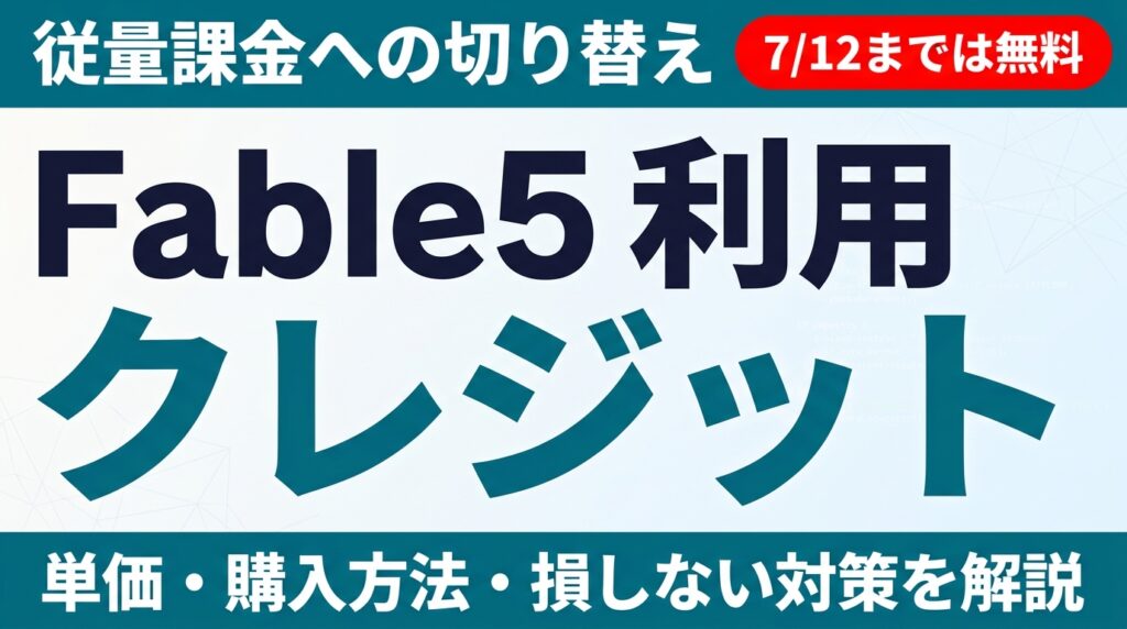 Fable 5 利用クレジットへの切り替え、7/12まで無料